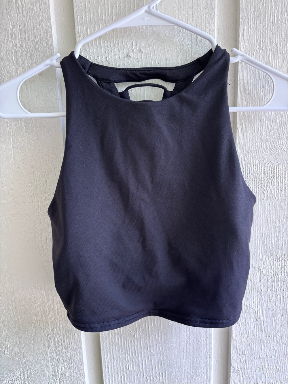 ALO Yoga Black High-Neck Crop Top with Criss Cross Back